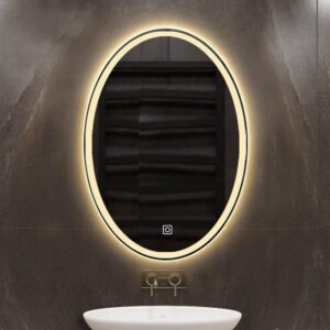 Gương đèn led cảm ứng hình Oval treo nhà vệ sinh